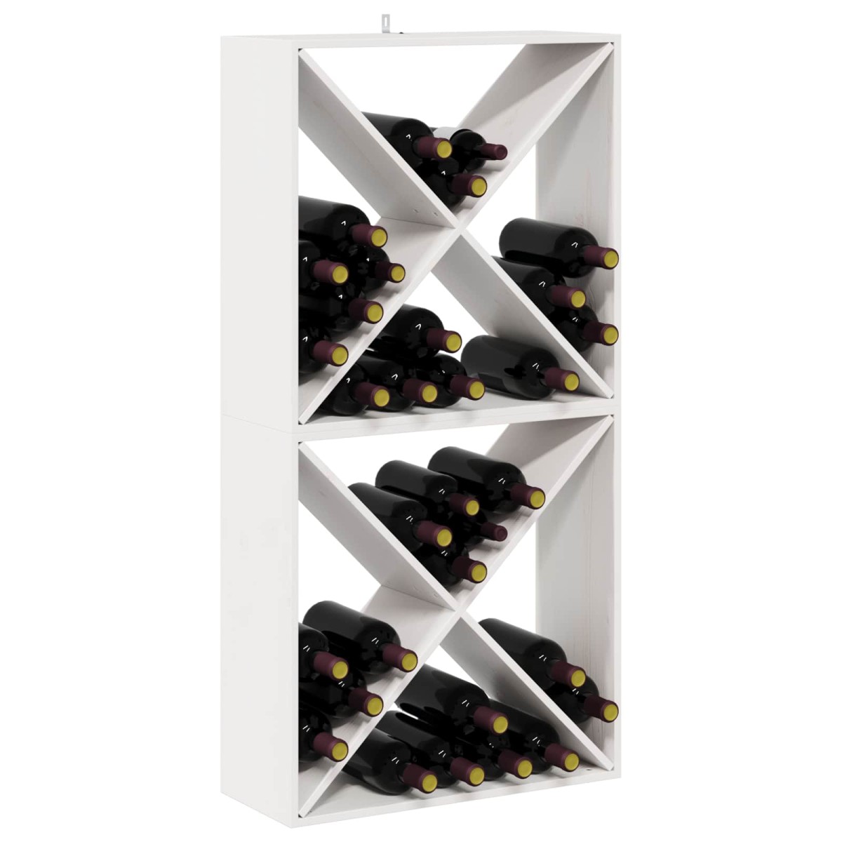 vidaXL Ράφι Κρασιού 2 τεμ. Λευκό 62 x 25 x 62 cm Στερεά ξυλεία πεύκου