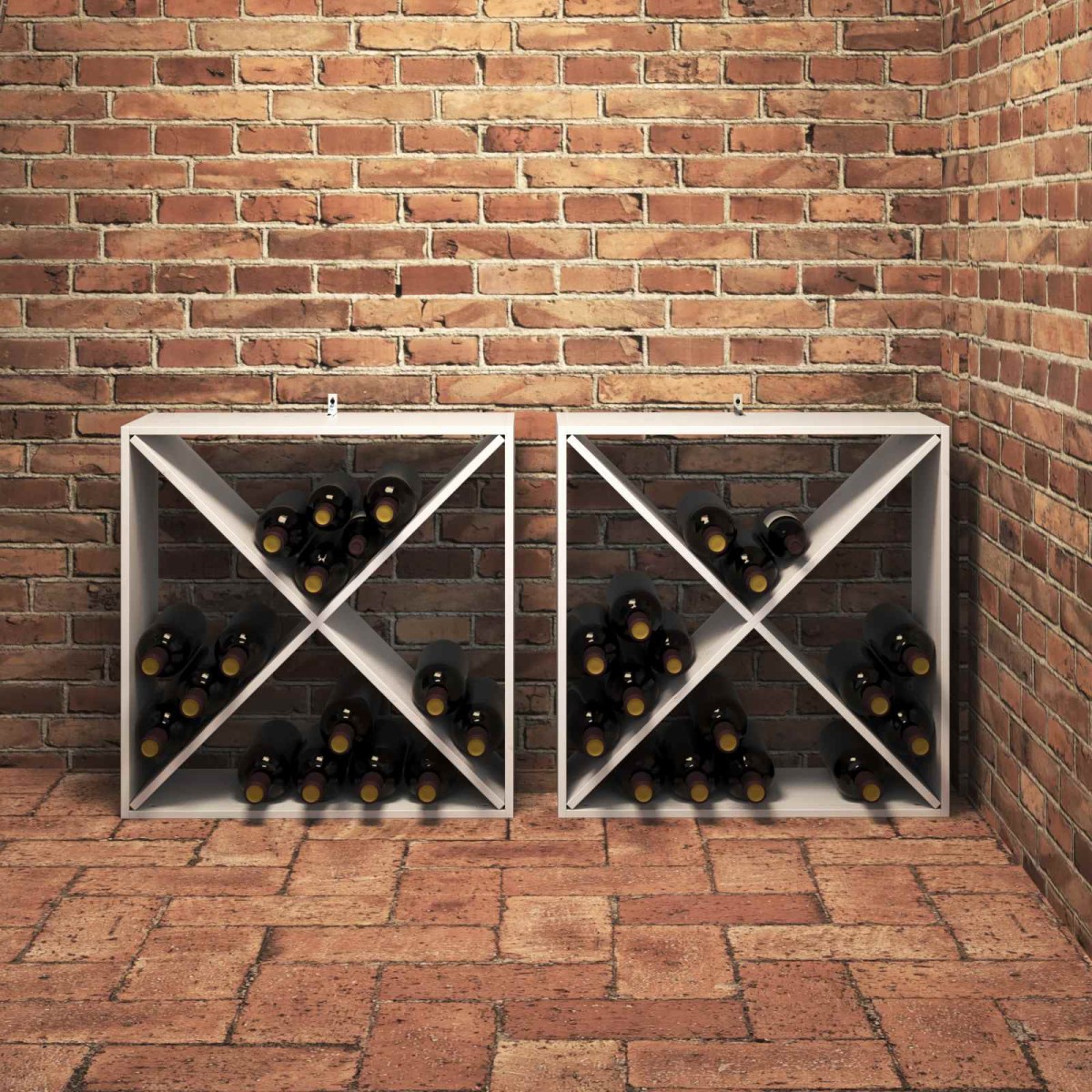 vidaXL Ράφι Κρασιού 2 τεμ. Λευκό 62 x 25 x 62 cm Στερεά ξυλεία πεύκου