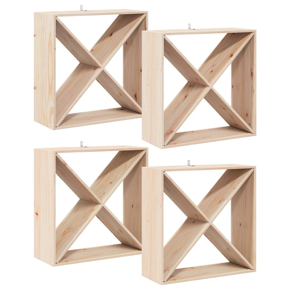 vidaXL Ράφι Κρασιού 4 τεμ. Φυσικό 62 x 25 x 62 cm Στερεά ξυλεία πεύκου