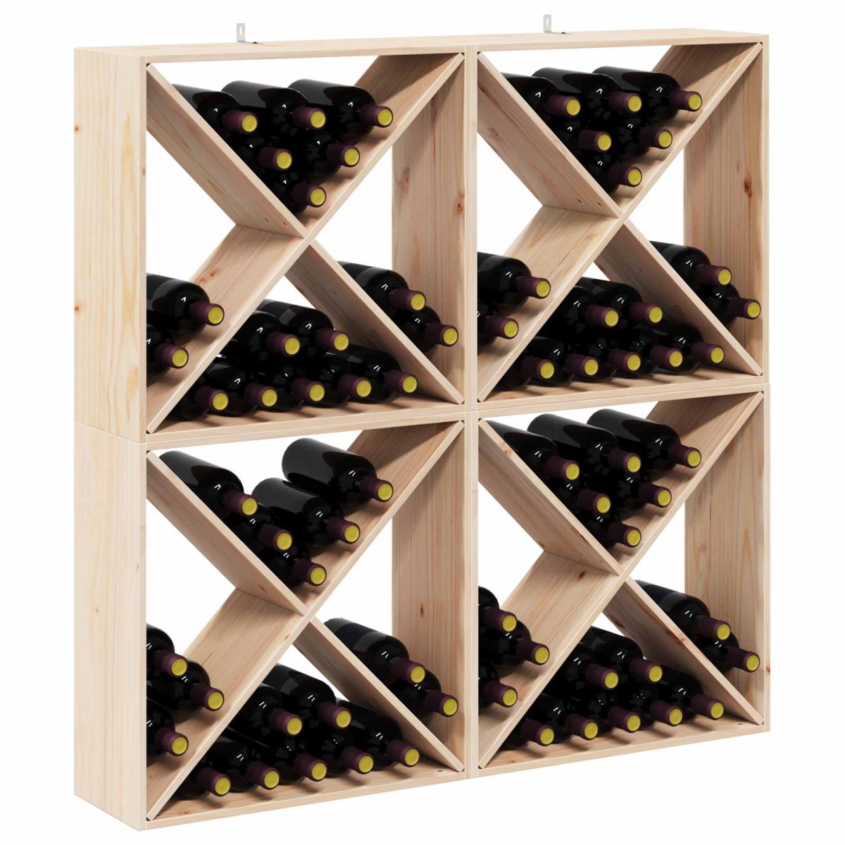 vidaXL Ράφι Κρασιού 4 τεμ. Φυσικό 62 x 25 x 62 cm Στερεά ξυλεία πεύκου