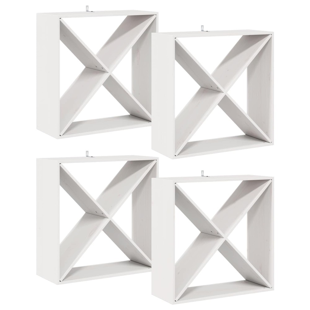 vidaXL Ράφι Κρασιού 4 τεμ. Λευκό 62 x 25 x 62 cm Στερεά ξυλεία πεύκου