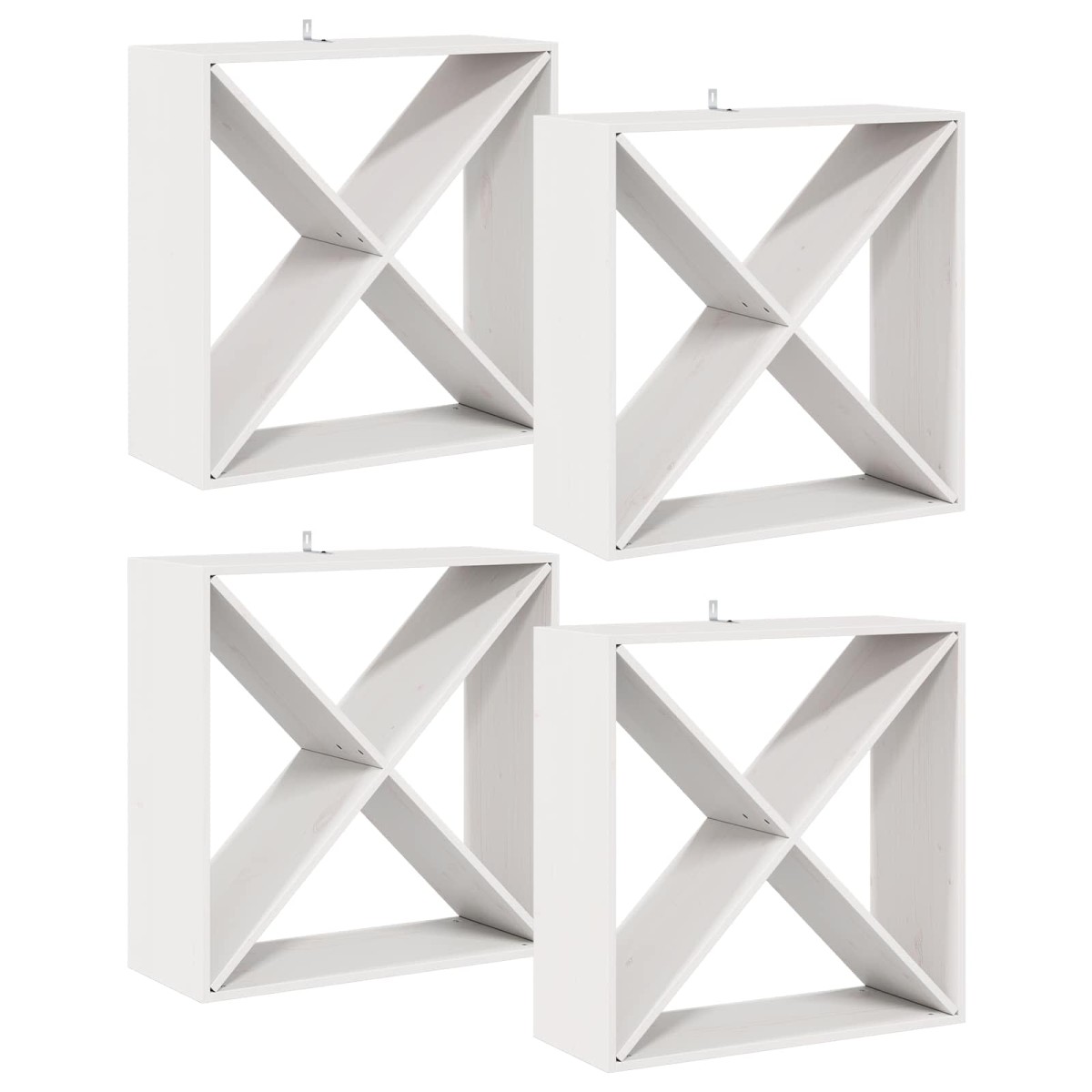 vidaXL Ράφι Κρασιού 4 τεμ. Λευκό 62 x 25 x 62 cm Στερεά ξυλεία πεύκου