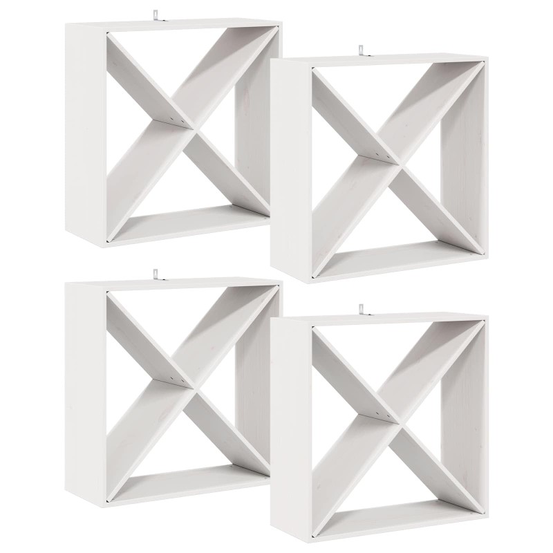 vidaXL Ράφι Κρασιού 4 τεμ. Λευκό 62 x 25 x 62 cm Στερεά ξυλεία πεύκου