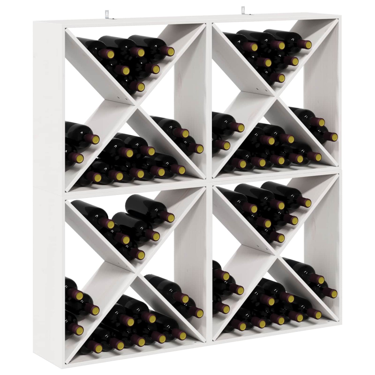 vidaXL Ράφι Κρασιού 4 τεμ. Λευκό 62 x 25 x 62 cm Στερεά ξυλεία πεύκου
