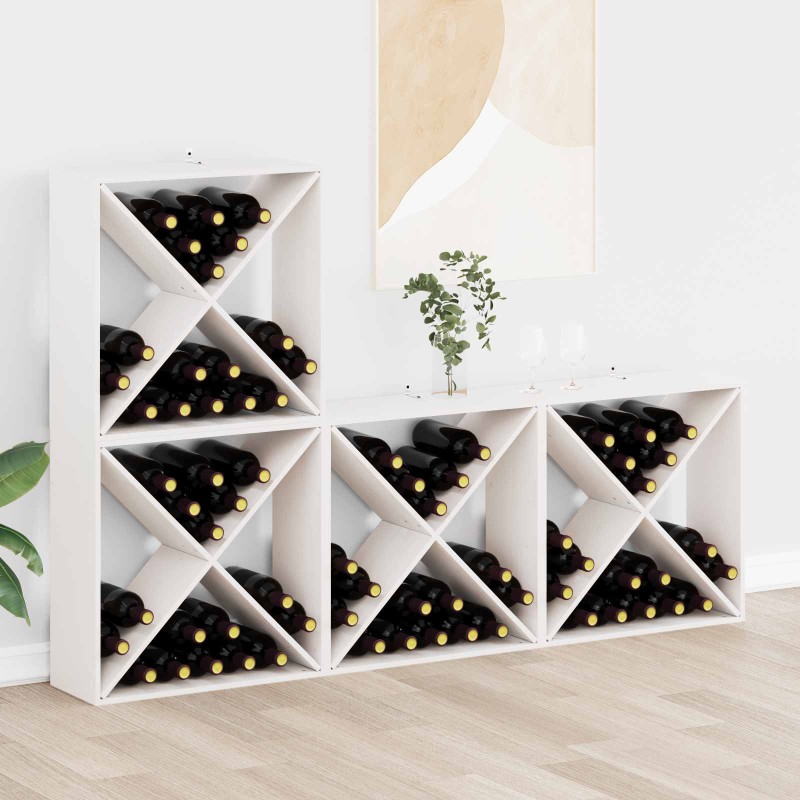 vidaXL Ράφι Κρασιού 4 τεμ. Λευκό 62 x 25 x 62 cm Στερεά ξυλεία πεύκου
