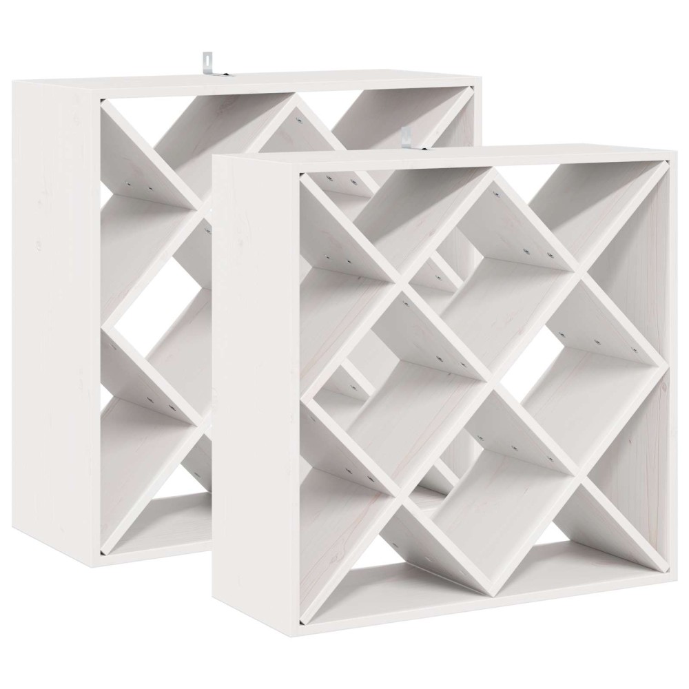 vidaXL Ράφι Κρασιού 2 τεμ. Λευκό 62 x 25 x 62 cm Στερεά ξυλεία πεύκου