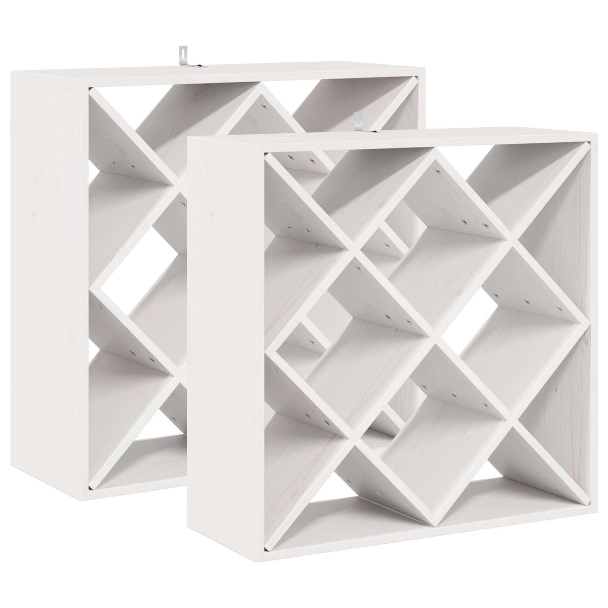 vidaXL Ράφι Κρασιού 2 τεμ. Λευκό 62 x 25 x 62 cm Στερεά ξυλεία πεύκου