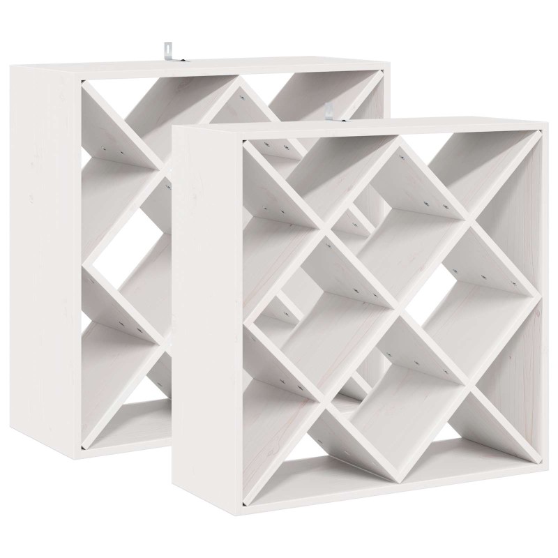 vidaXL Ράφι Κρασιού 2 τεμ. Λευκό 62 x 25 x 62 cm Στερεά ξυλεία πεύκου