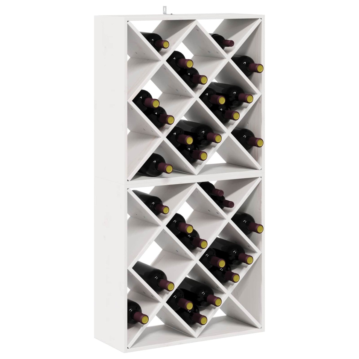 vidaXL Ράφι Κρασιού 2 τεμ. Λευκό 62 x 25 x 62 cm Στερεά ξυλεία πεύκου