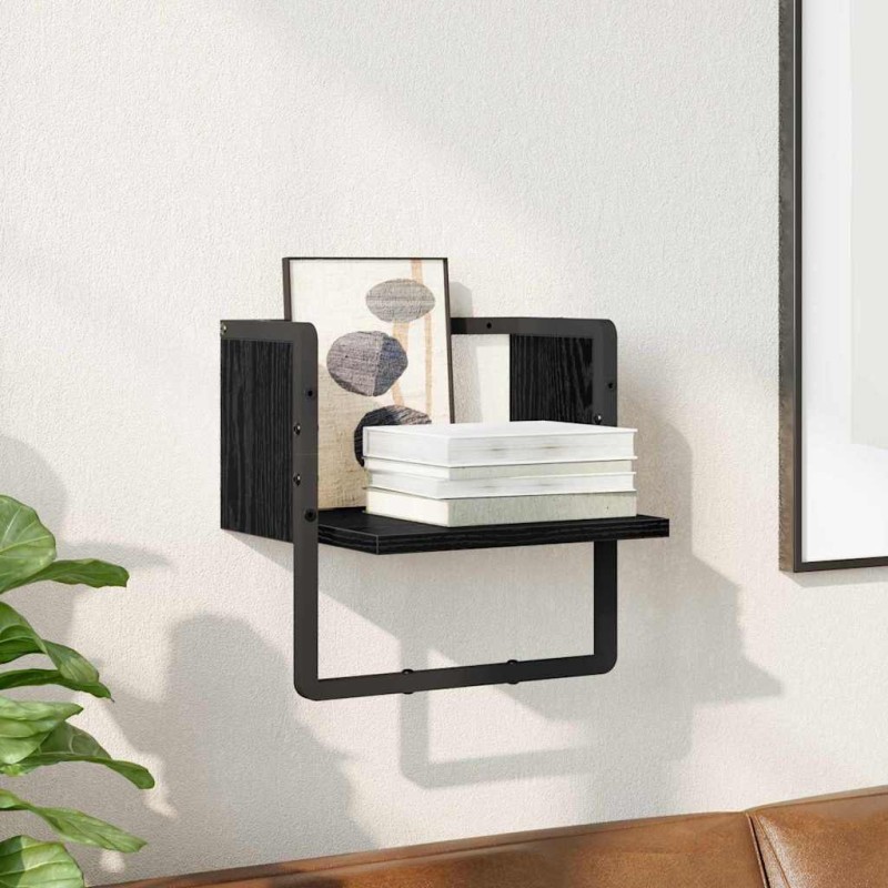 vidaXL Ράφι Τοίχου Επιτοίχιο Μαύρη Οξυά 30 x 25 x 30 cm