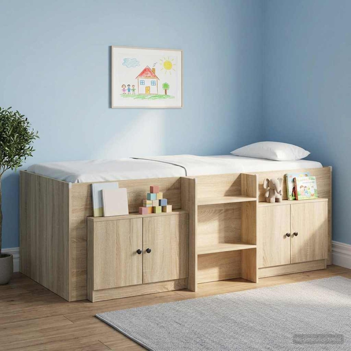 vidaXL Ντουλάπα Αποθήκευσης για Κρεβάτι σε Loft 2 τμχ. Sonoma Δρυς