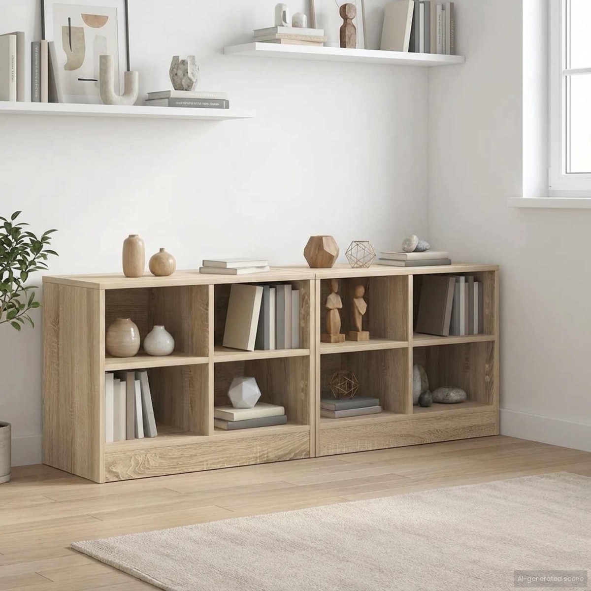 vidaXL Ντουλάπι κρεβατιού με ράφι 2 τμχ. Sonoma Δρυς 66 x 33 x 48 εκ.