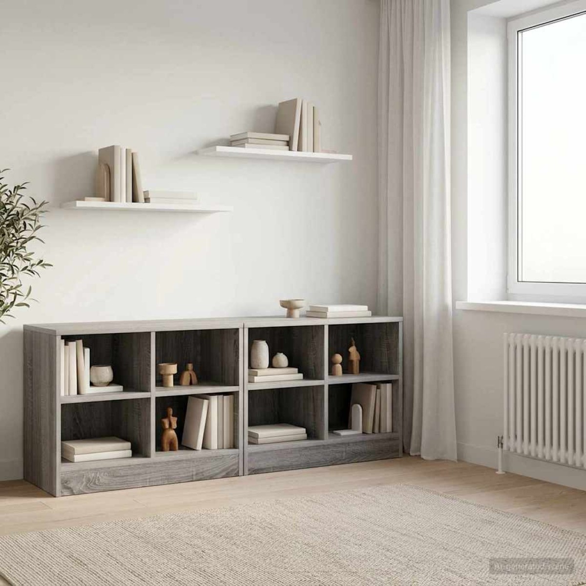 vidaXL Ντουλάπι κρεβατιού με ράφι 2 τμχ. Γκρι Sonoma 66 x 33 x 48 εκ.