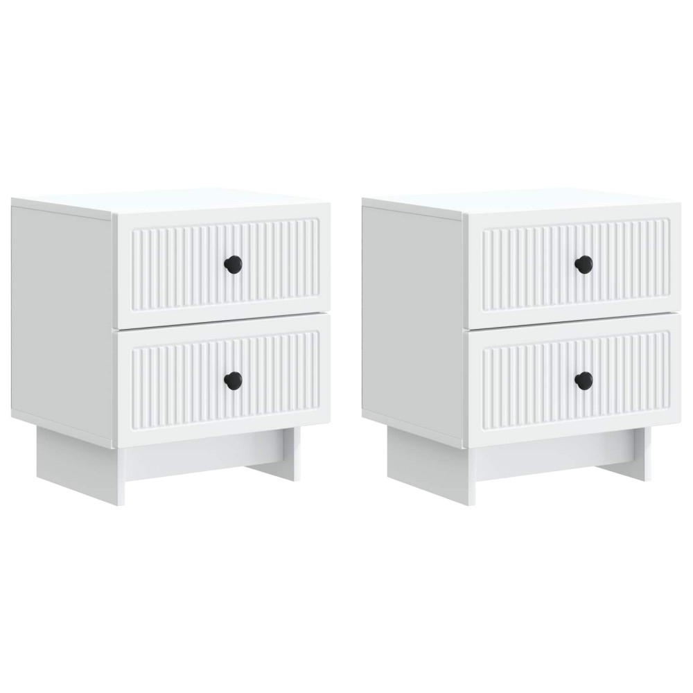 vidaXL Κομοδίνο 2 τμχ. Λευκό 43 x 34,5 x 47,5 εκ Επεξεργασμένο Ξύλο