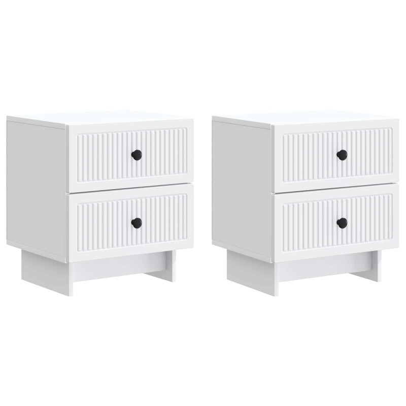 vidaXL Κομοδίνο 2 τμχ. Λευκό 43 x 34,5 x 47,5 εκ Επεξεργασμένο Ξύλο