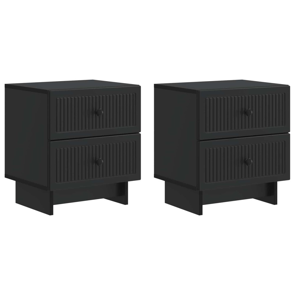 vidaXL Κομοδίνο 2 τμχ. Μαύρο 43 x 34,5 x 47,5 εκ Επεξεργασμένο Ξύλο