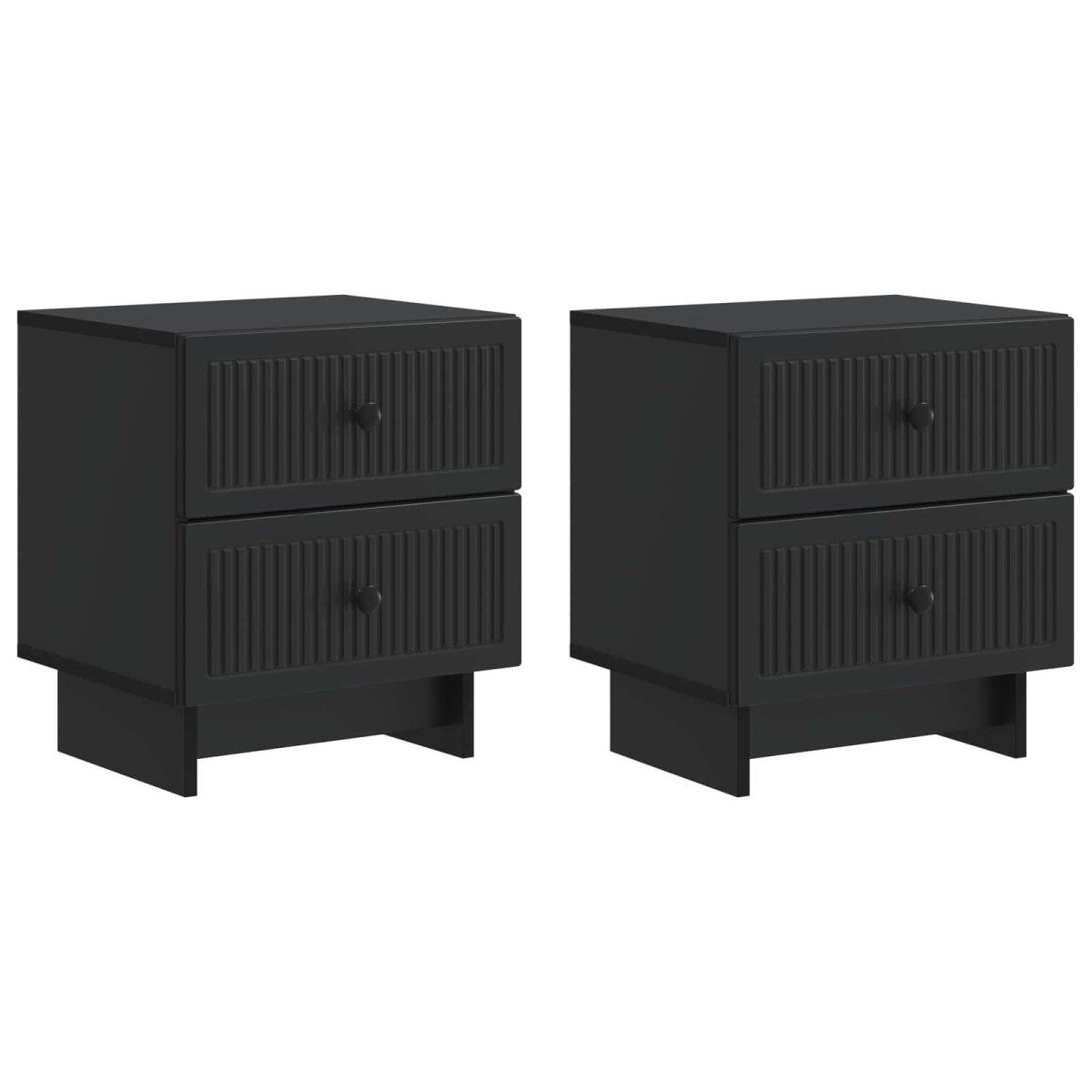 vidaXL Κομοδίνο 2 τμχ. Μαύρο 43 x 34,5 x 47,5 εκ Επεξεργασμένο Ξύλο