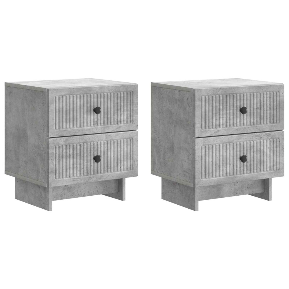 vidaXL Κομοδίνο 2 τμχ. Γκρι Σκυροδέματος 43 x 34,5 x 47,5 εκ