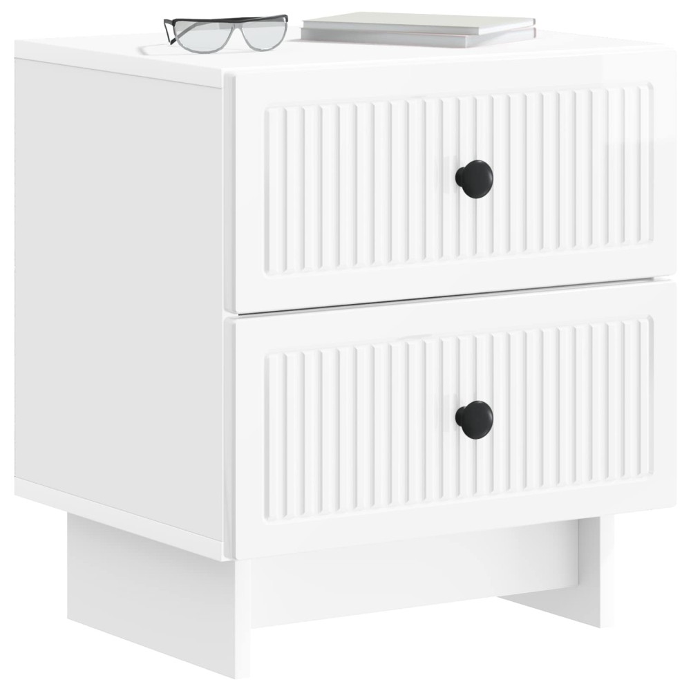 vidaXL Κομοδίνο 2 τμχ. Γυαλιστερό Λευκό 43 x 34,5 x 47,5 εκ