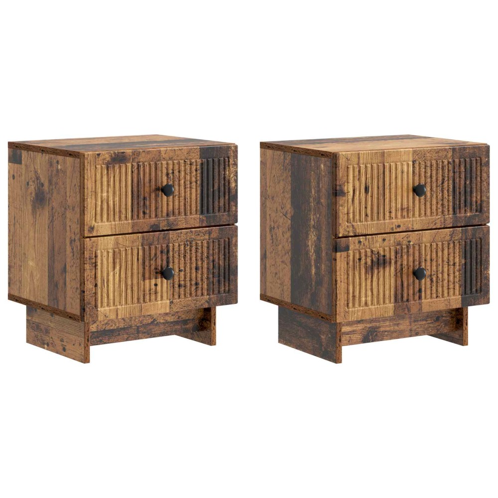 vidaXL Κομοδίνο 2 τμχ. Παλαιωμένο ξύλο 43 x 34,5 x 47,5 εκ