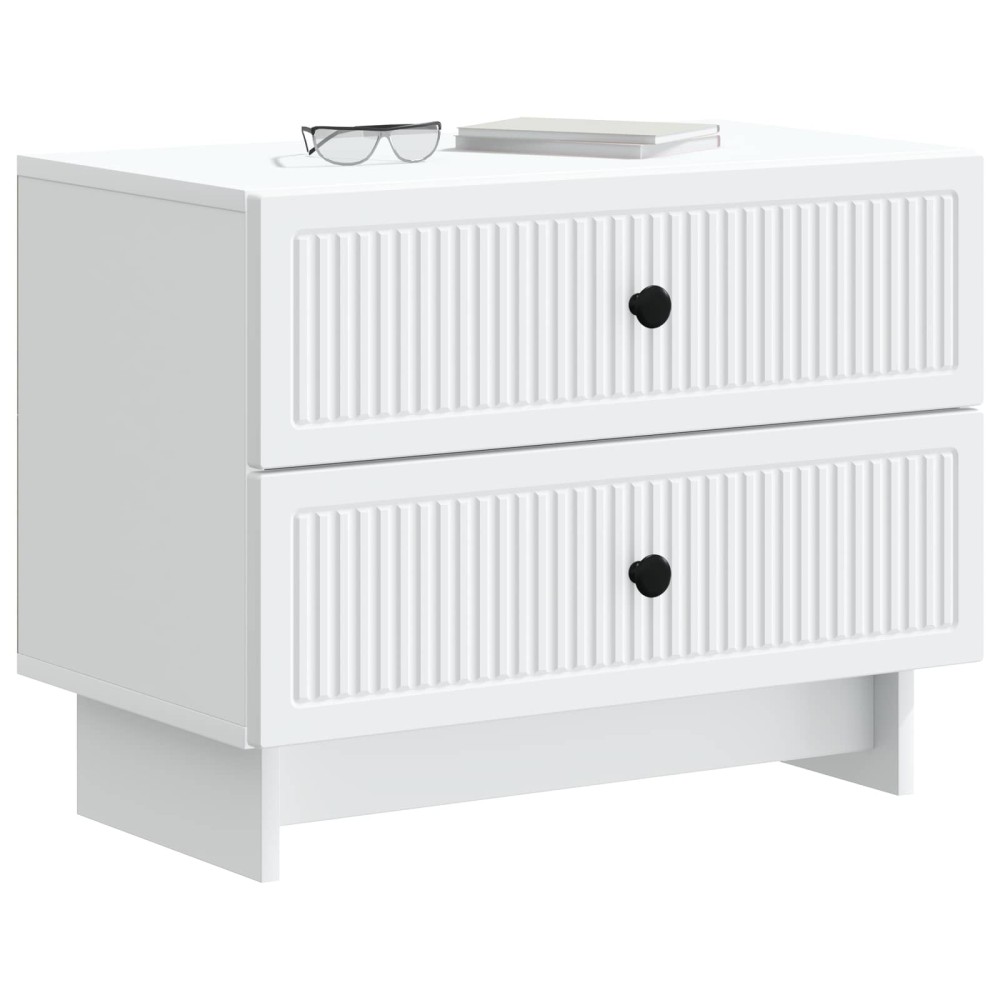 vidaXL Κομοδίνο Λευκό 62 x 34,5 x 47,5 εκ Επεξεργασμένο Ξύλο