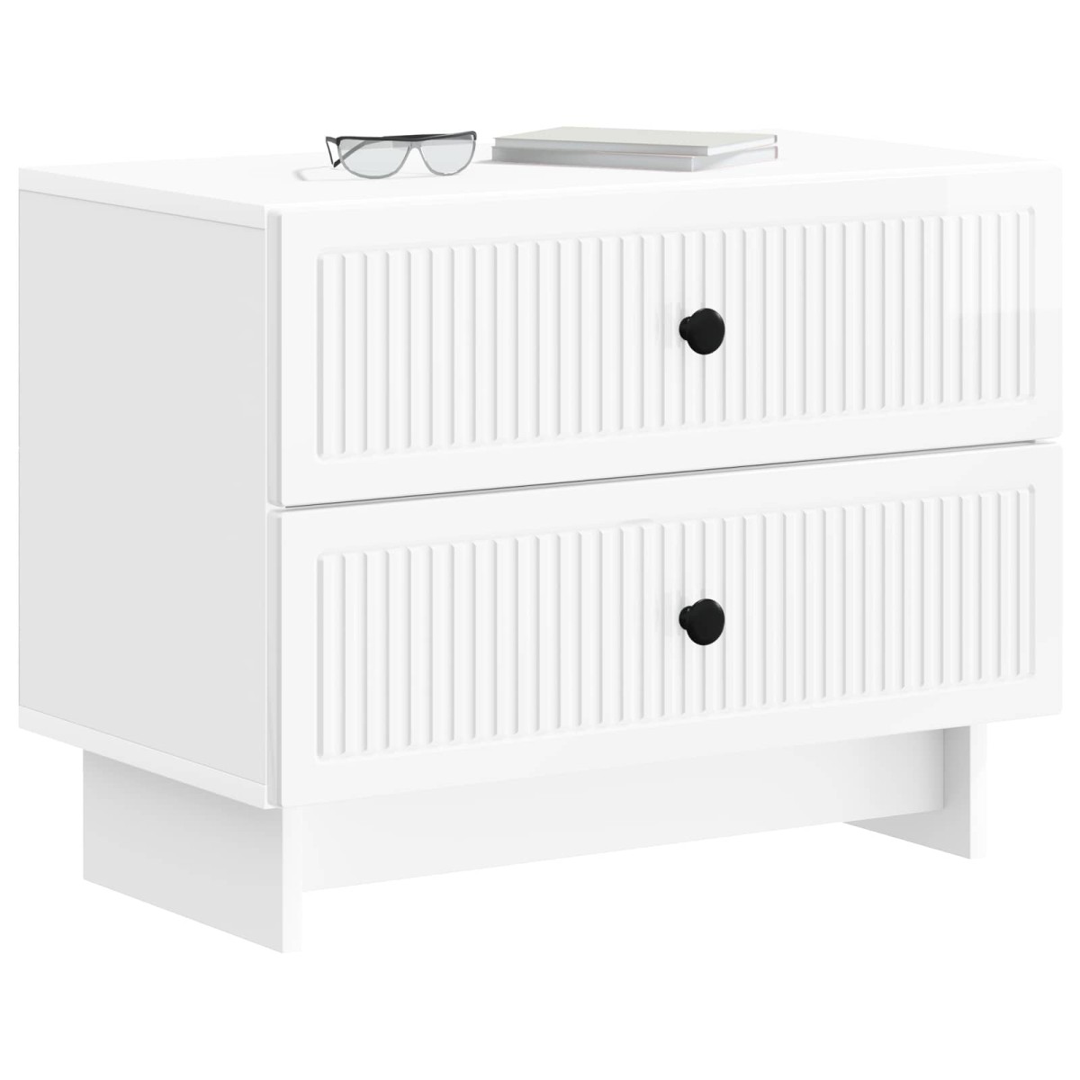 vidaXL Κομοδίνο Γυαλιστερό Λευκό 62 x 34,5 x 47,5 εκ