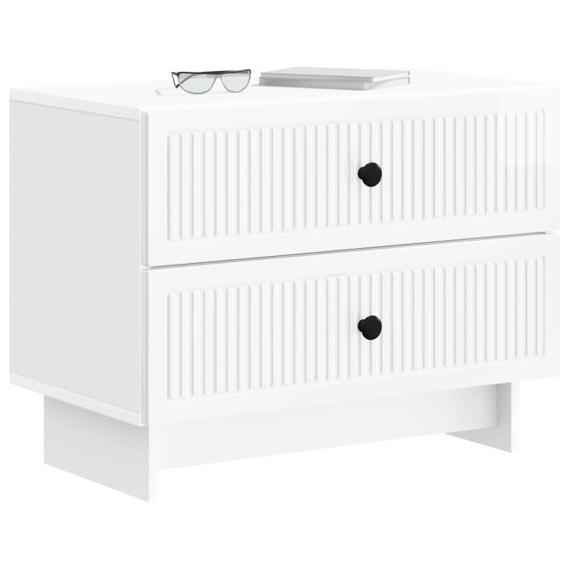 vidaXL Κομοδίνο Γυαλιστερό Λευκό 62 x 34,5 x 47,5 εκ