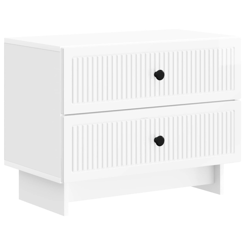vidaXL Κομοδίνο Γυαλιστερό Λευκό 62 x 34,5 x 47,5 εκ