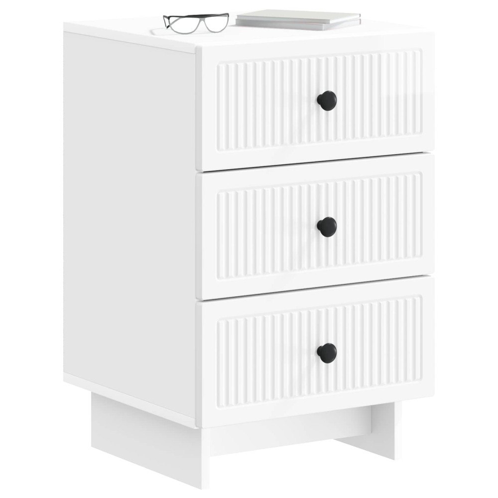 vidaXL Κομοδίνο Γυαλιστερό Λευκό 43 x 41 x 66,5 εκ. Επεξεργασμένο Ξύλο