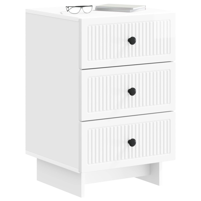vidaXL Κομοδίνο Γυαλιστερό Λευκό 43 x 41 x 66,5 εκ. Επεξεργασμένο Ξύλο