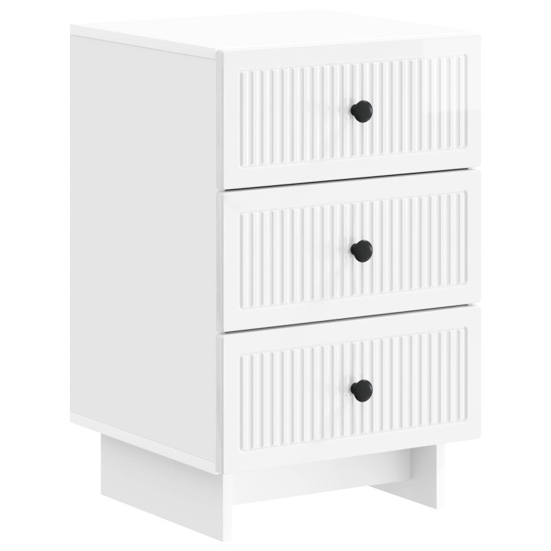 vidaXL Κομοδίνο Γυαλιστερό Λευκό 43 x 41 x 66,5 εκ. Επεξεργασμένο Ξύλο
