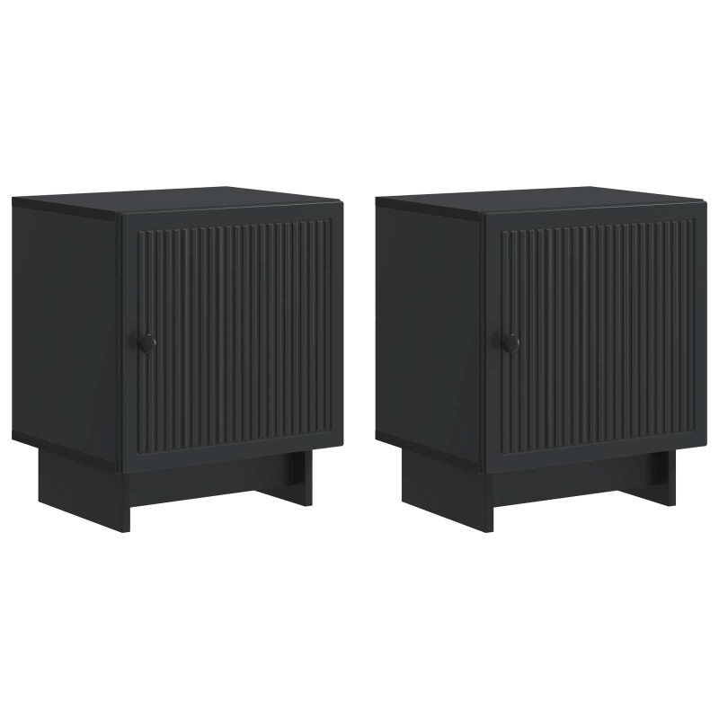 vidaXL Κομοδίνο 2 τμχ. Μαύρο 43 x 34,5 x 50 εκ Επεξεργασμένο Ξύλο