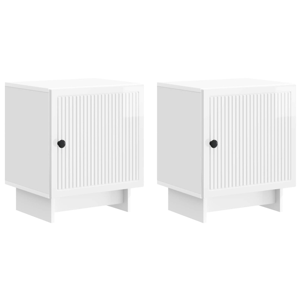 vidaXL Κομοδίνο 2 τμχ. Γυαλιστερό Λευκό 43 x 34,5 x 50 εκ