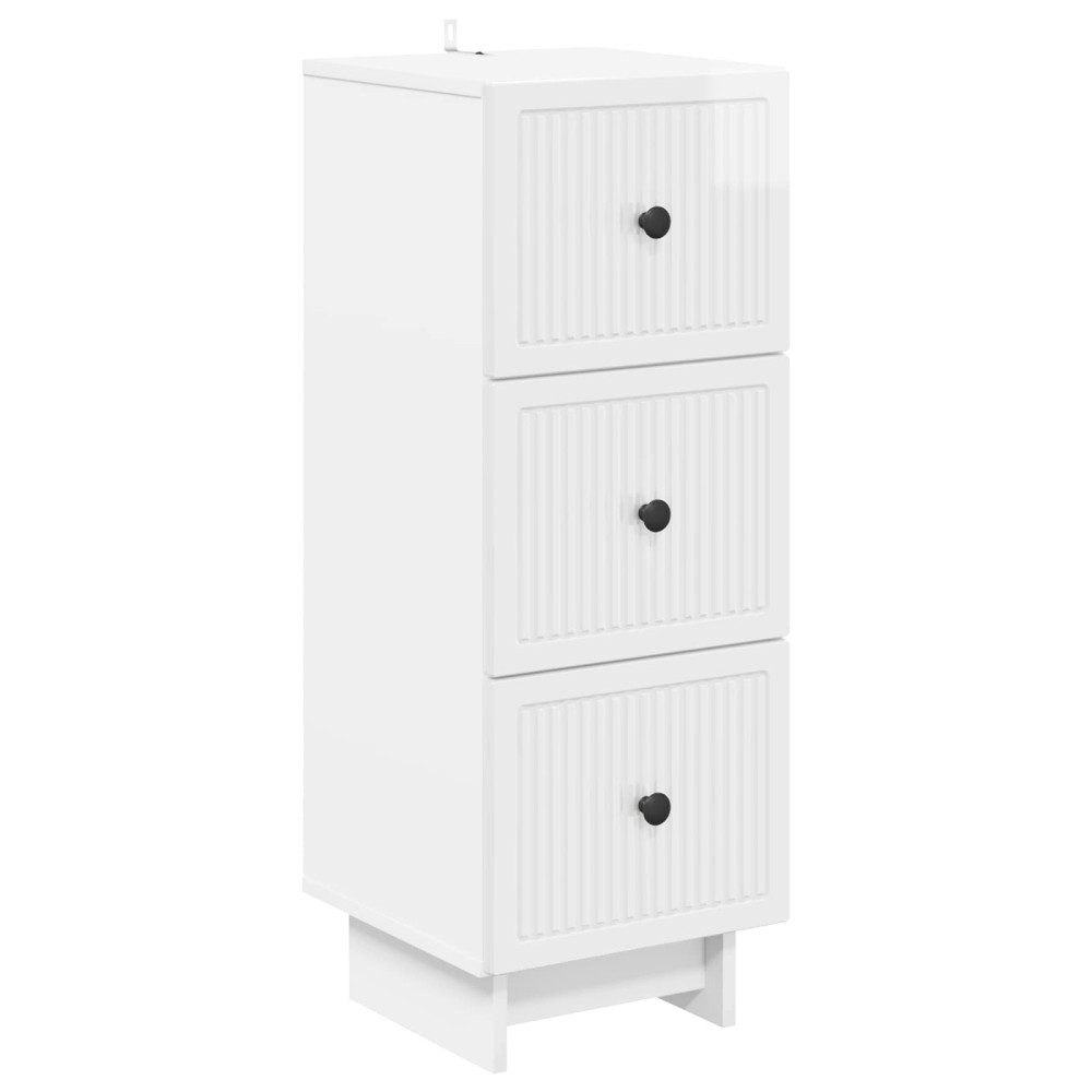 vidaXL Ντουλάπι με Συρτάρια Γυαλιστερό Λευκό 33 x 34,5 x 90 εκ