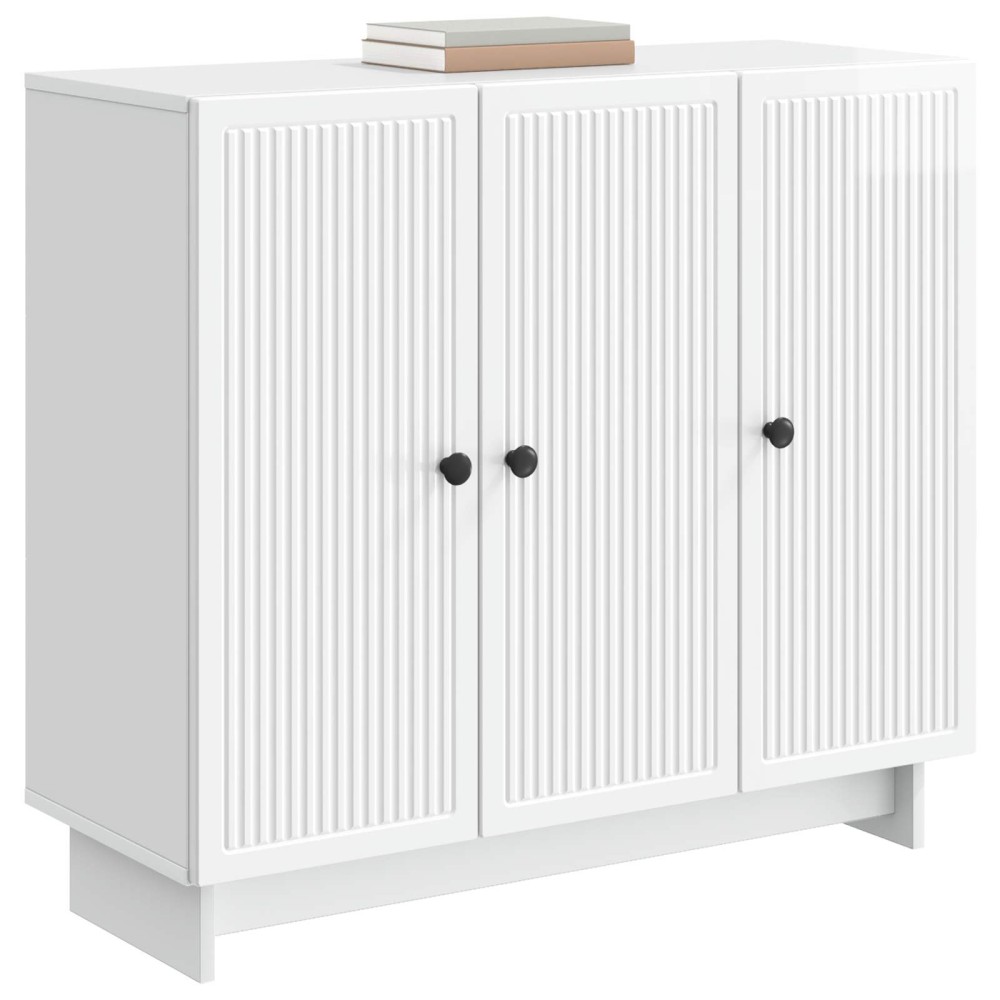 vidaXL Πλαϊνό γραφείο Γυαλιστερό Λευκό 89 x 34,5 x 80 εκ