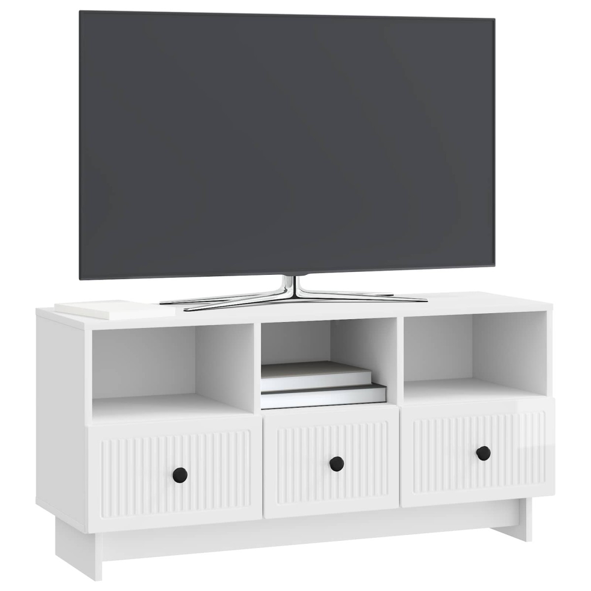 vidaXL Ντουλάπι TV με συρτάρι Γυαλιστερό Λευκό 102 x 34,5 x 50 εκ.