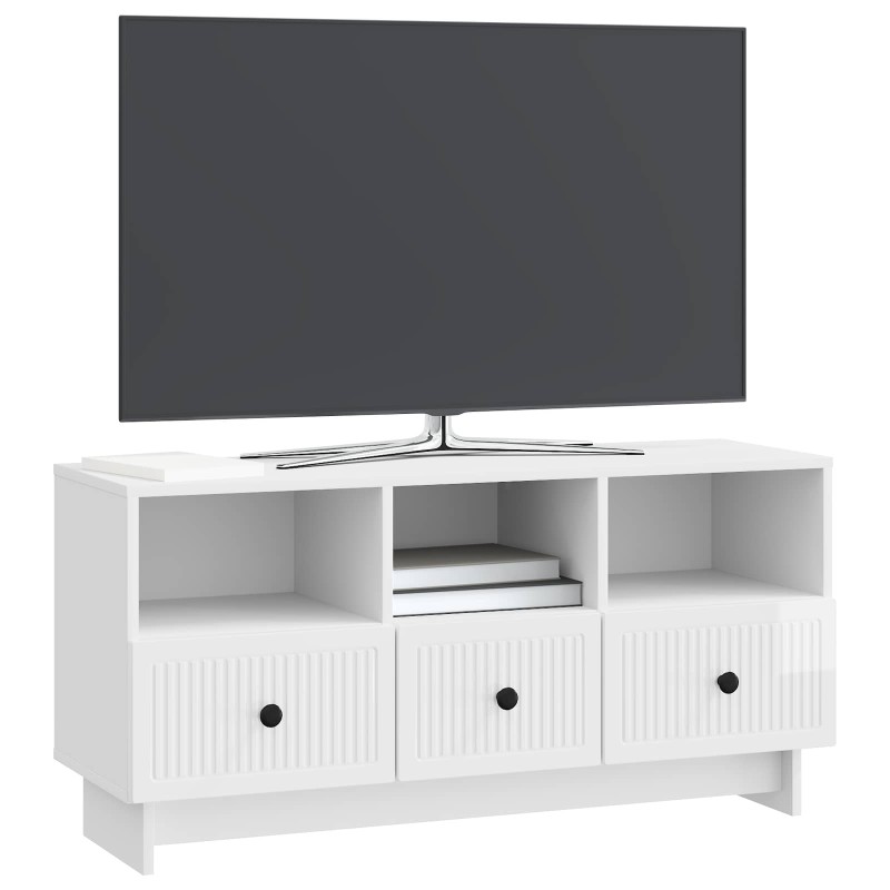 vidaXL Ντουλάπι TV με συρτάρι Γυαλιστερό Λευκό 102 x 34,5 x 50 εκ.