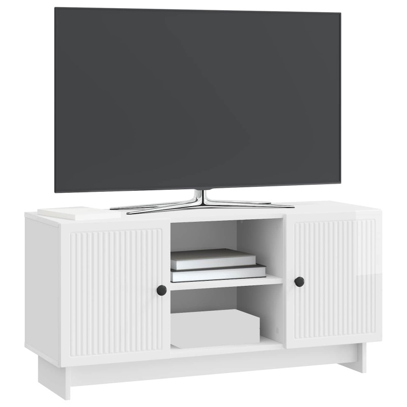 vidaXL Ντουλάπι TV 102 x 34,5 x 50 εκ. Γυαλιστερό Λευκό