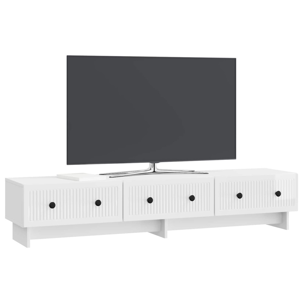 vidaXL Ντουλάπι TV με συρτάρι Γυαλιστερό Λευκό 147 x 34,5 x 30 εκ