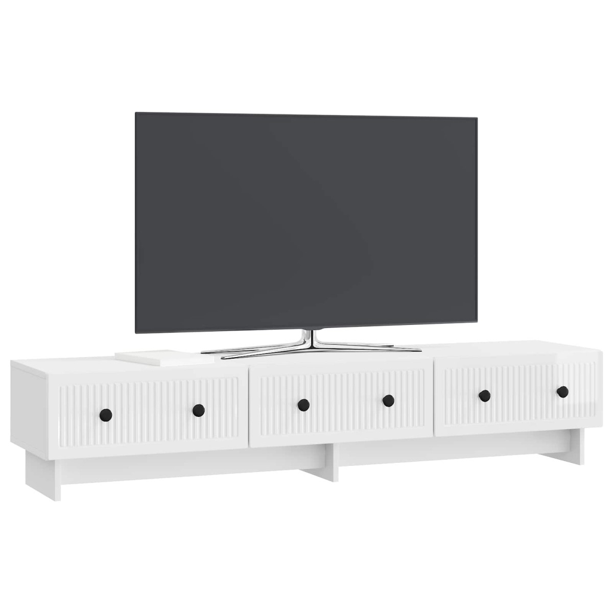 vidaXL Ντουλάπι TV με συρτάρι Γυαλιστερό Λευκό 147 x 34,5 x 30 εκ