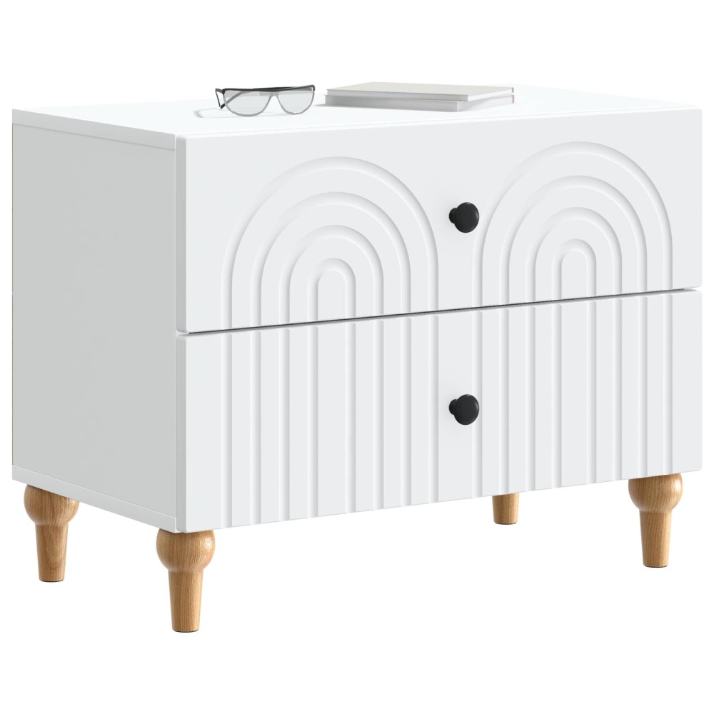 vidaXL Κομοδίνο με συρτάρι Λευκό 62 x 34,5 x 48 εκ Επεξεργασμένο Ξύλο