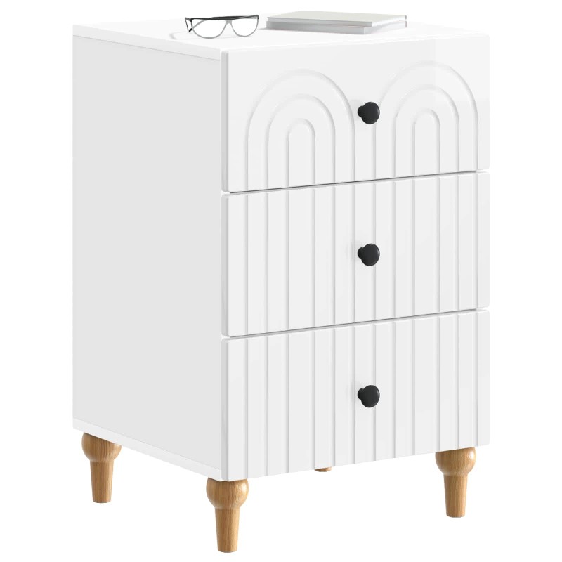 vidaXL Κομοδίνο Γυαλιστερό Λευκό 43x 41 x 66,5 εκ Επεξεργασμένο Ξύλο