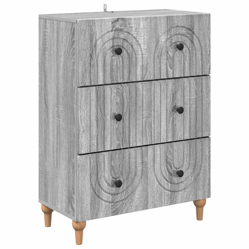 vidaXL Ντουλάπι με Συρτάρια Γκρι Sonoma 66 x 34,5 x 90 εκ