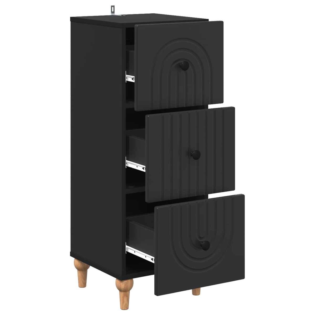 vidaXL Ντουλάπι με Συρτάρια Μαύρο 33 x 34,5 x 90 εκ Επεξεργασμένο Ξύλο