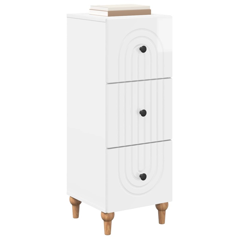 vidaXL Ντουλάπι με Συρτάρια Γυαλιστερό Λευκό 33 x 34,5 x 90 εκ