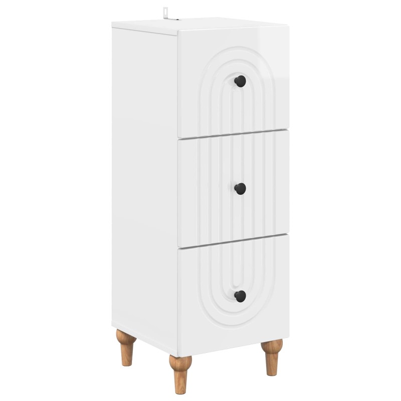 vidaXL Ντουλάπι με Συρτάρια Γυαλιστερό Λευκό 33 x 34,5 x 90 εκ