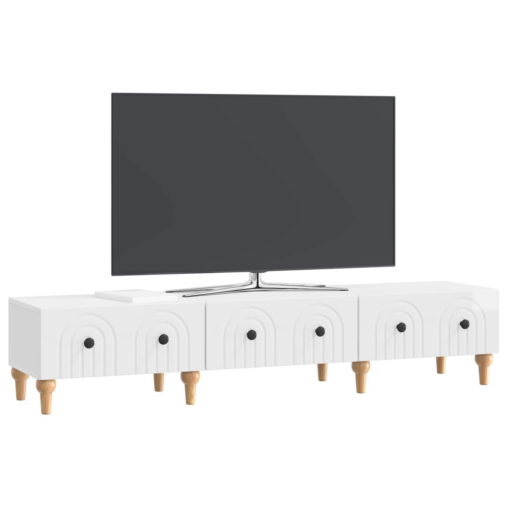 vidaXL Ντουλάπι TV με συρτάρι Γυαλιστερό Λευκό 147 x 34,5 x 30 εκ