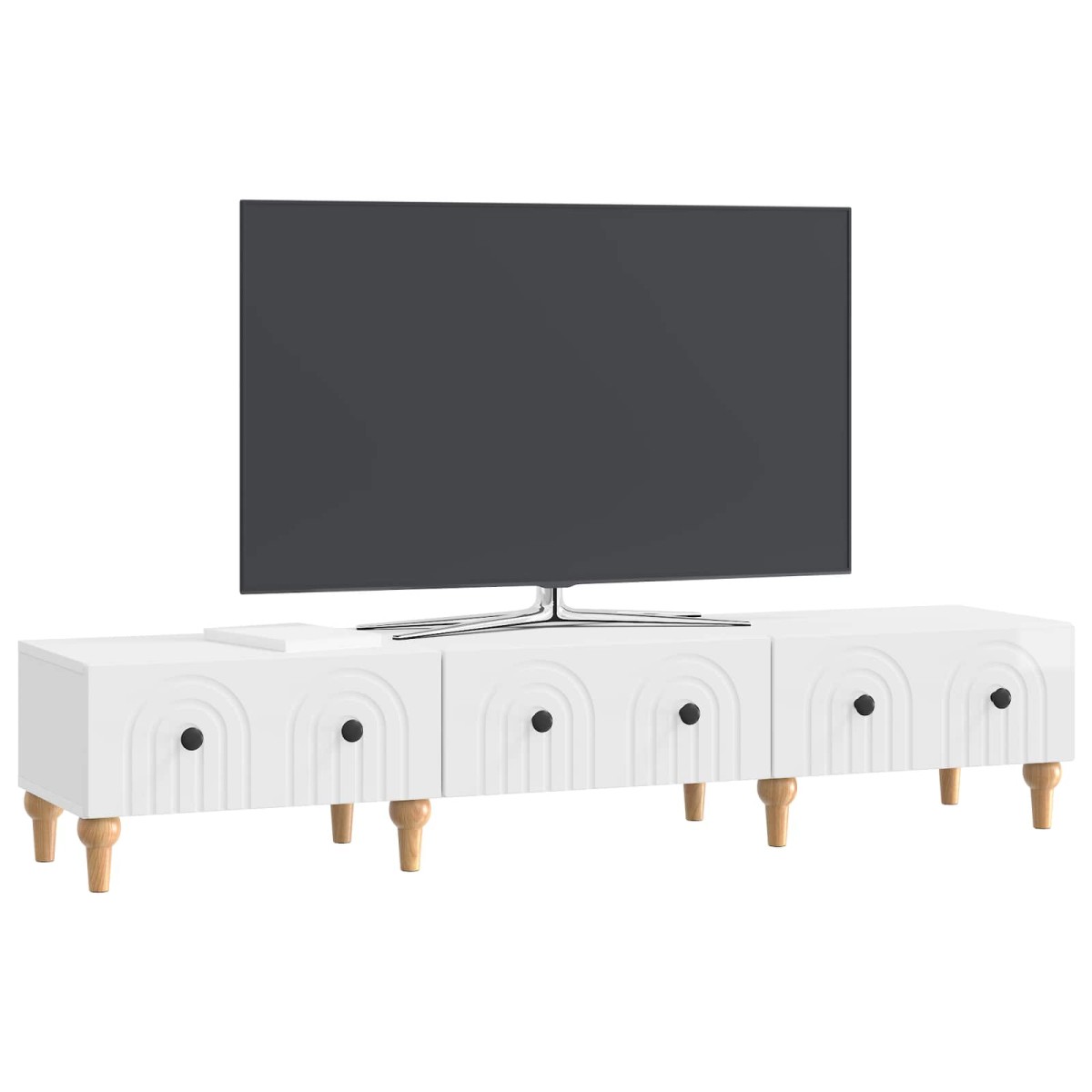 vidaXL Ντουλάπι TV με συρτάρι Γυαλιστερό Λευκό 147 x 34,5 x 30 εκ