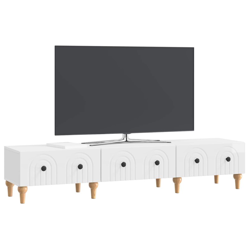 vidaXL Ντουλάπι TV με συρτάρι Γυαλιστερό Λευκό 147 x 34,5 x 30 εκ