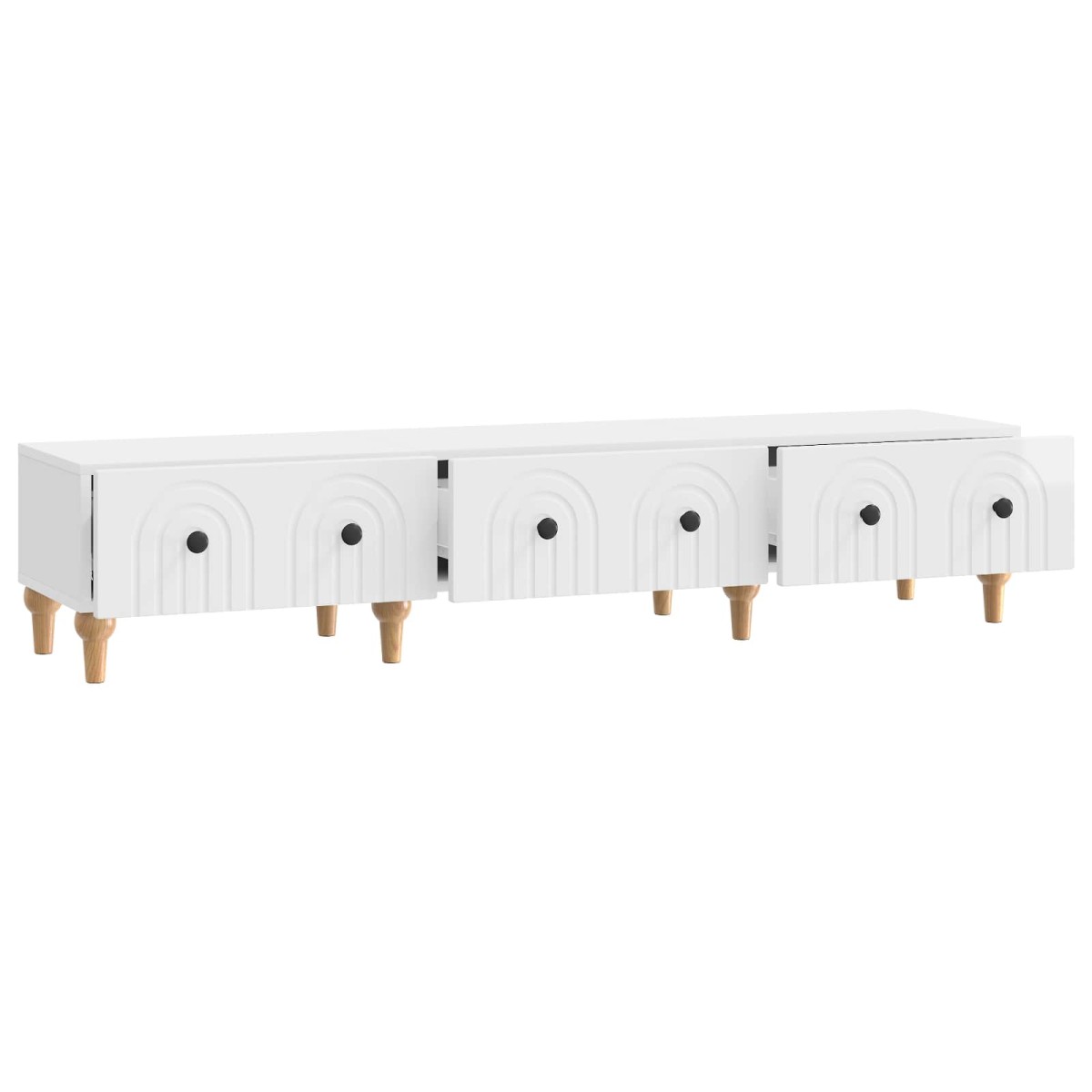 vidaXL Ντουλάπι TV με συρτάρι Γυαλιστερό Λευκό 147 x 34,5 x 30 εκ